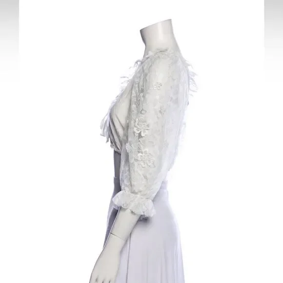 NWT For Love and Lemons Loretta Cropped Blouse - Picture 4 of 8